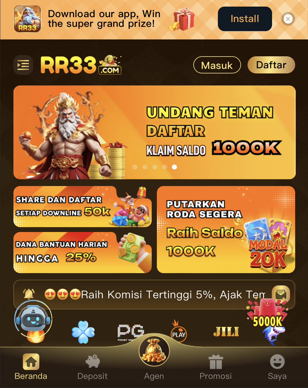 Akses mobile Rr33 yang mudah dan responsif